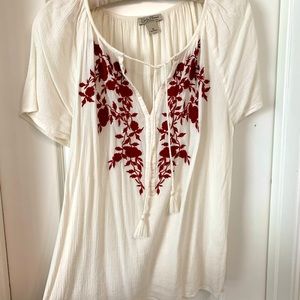 Lucky Brand embroidered peasant top